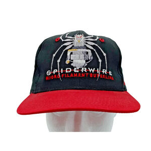 VTG Spiderwire Hat Snapback Black Red Spider Logo Spectra 2000 Sports Fishing